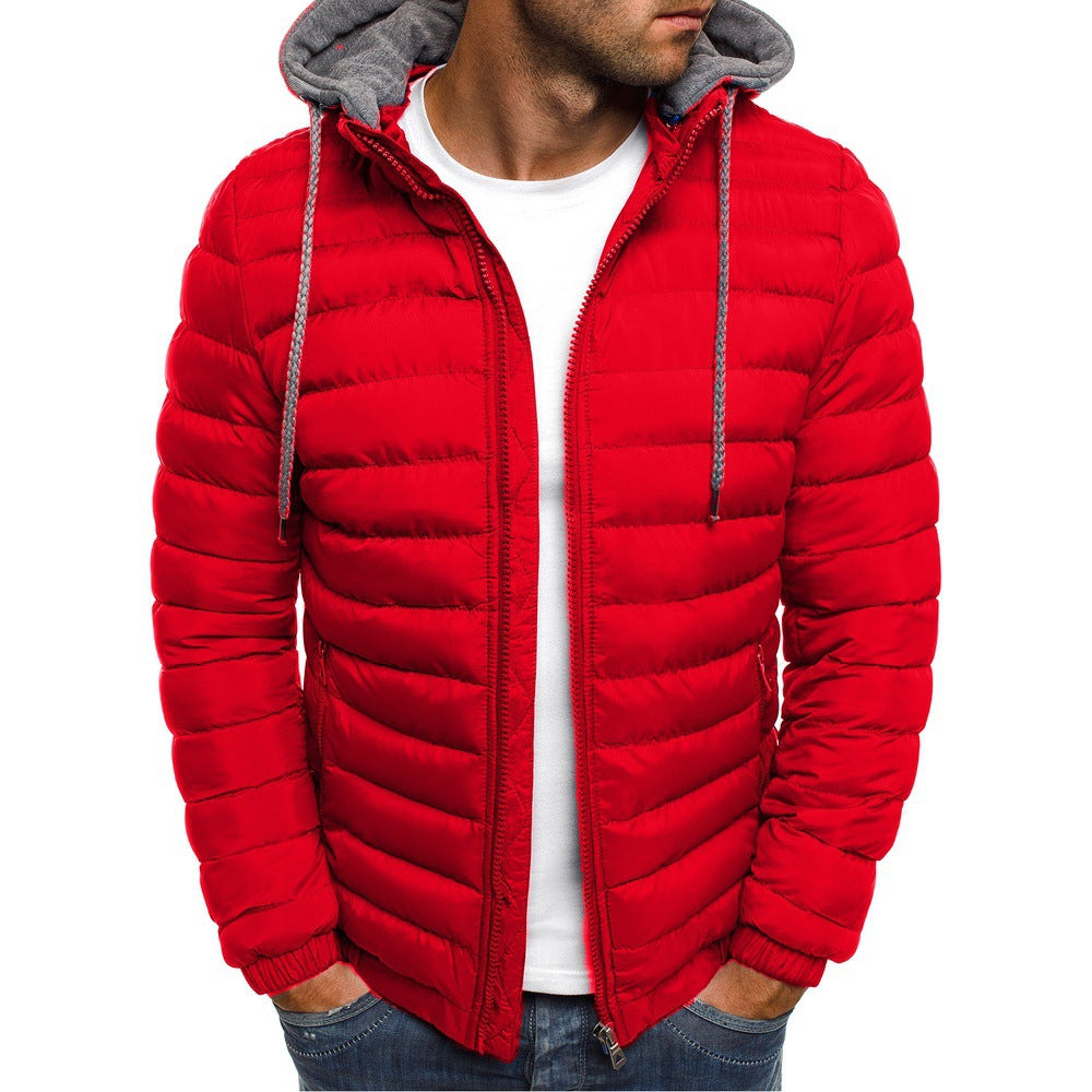 Men's quilted hoodie jacket with padded thermal insulation and soft fleece lining Mune Fashion