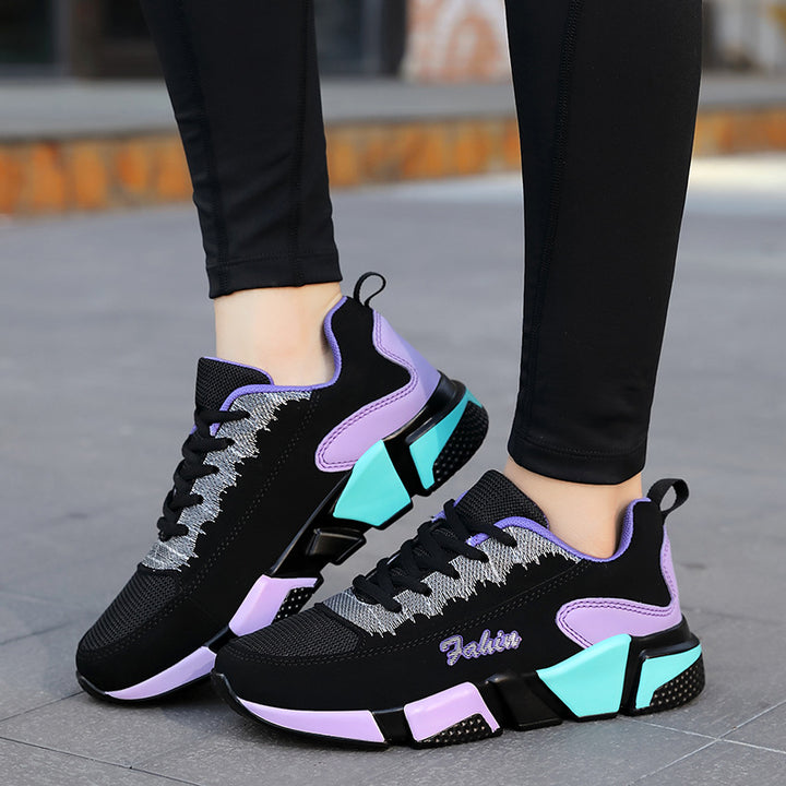 Women nan sporty platform sneakers with shock-absorbing block sole, padded comfort insole and mesh inserts Mune Fashion