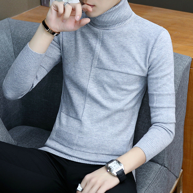 Men's fine roll neck sweater made of fine knit with geometric structure and slim fit Mune Fashion