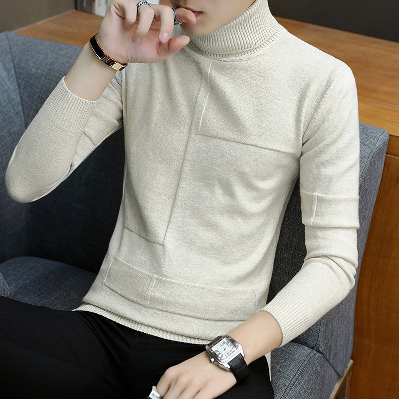 Men's fine roll neck sweater made of fine knit with geometric structure and slim fit Mune Fashion