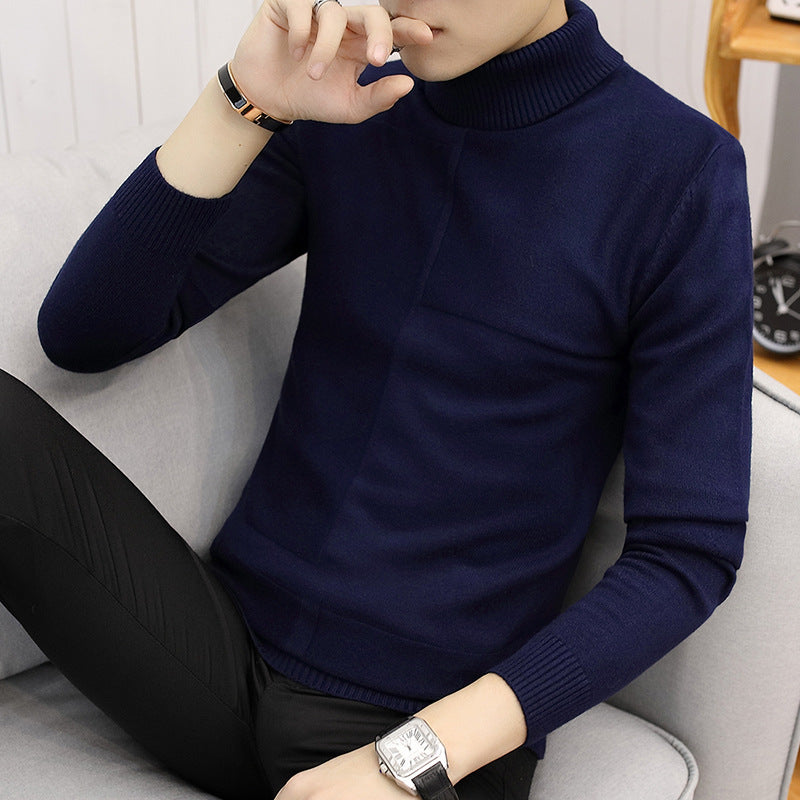 Men's fine roll neck sweater made of fine knit with geometric structure and slim fit Mune Fashion
