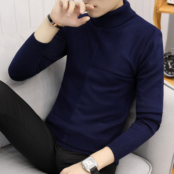 Men's fine roll neck sweater made of fine knit with geometric structure and slim fit Mune Fashion