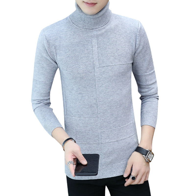 Men's fine roll neck sweater made of fine knit with geometric structure and slim fit Mune Fashion