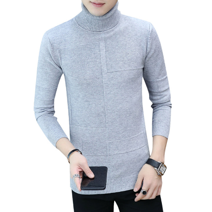 Men's fine roll neck sweater made of fine knit with geometric structure and slim fit Mune Fashion