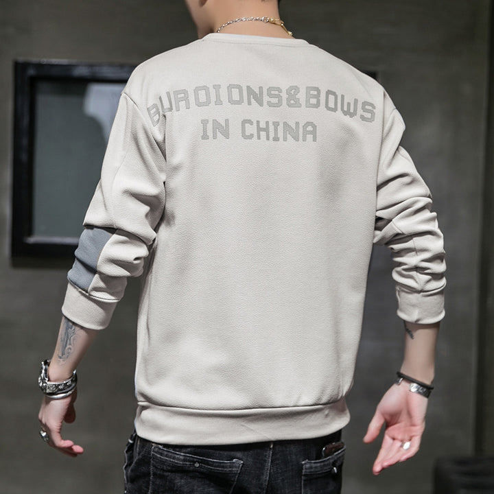 Men's Minimalist Round Neck Sweatshirt made of Cotton Blend with Relaxed Fit and Ribbed Cuffs Mune Fashion