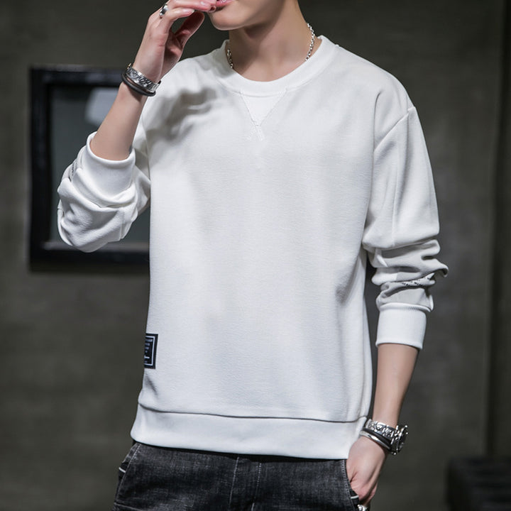 Men's Minimalist Round Neck Sweatshirt made of Cotton Blend with Relaxed Fit and Ribbed Cuffs Mune Fashion