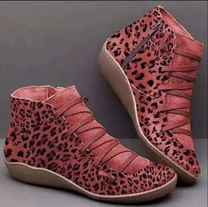 Women's ankle-high soft leather sneaker boots with side zipper, elastic decorative lacing, and ergonomic comfort sole Mune Fashion