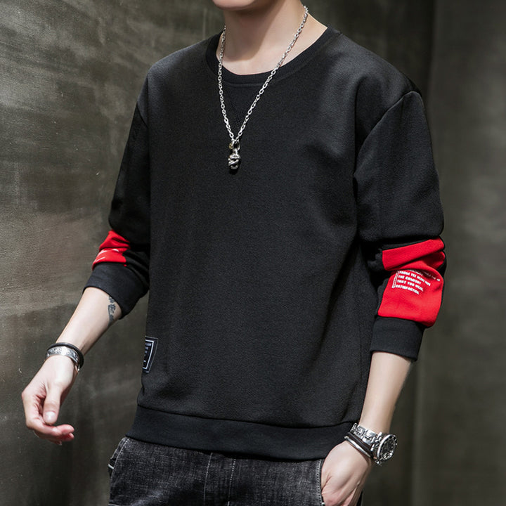 Men's Minimalist Round Neck Sweatshirt made of Cotton Blend with Relaxed Fit and Ribbed Cuffs Mune Fashion