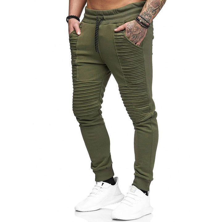 Men's biker joggers with ribbed panels, slim fit and elastic waistband Mune Fashion