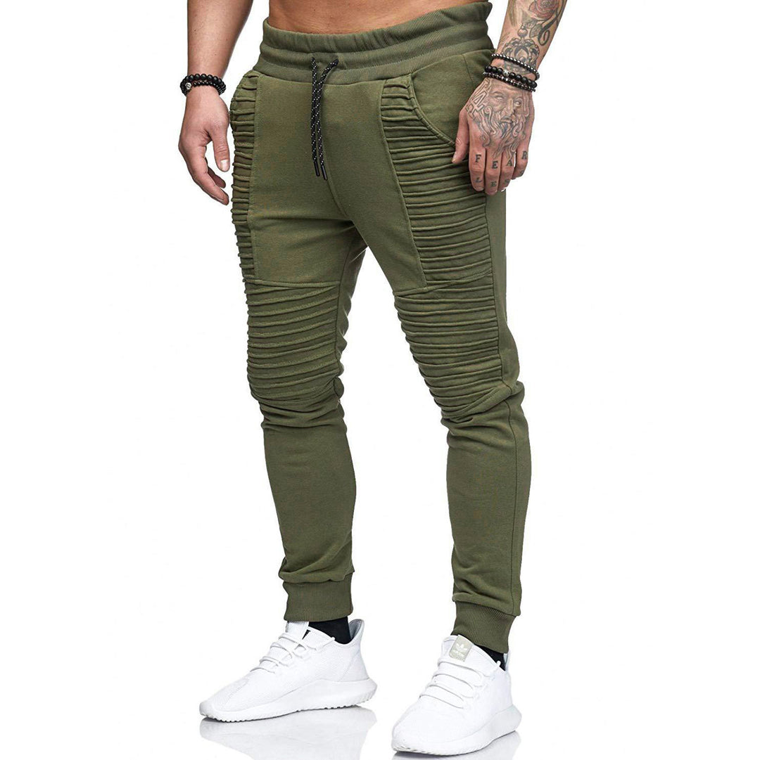 Men's biker joggers with ribbed panels, slim fit and elastic waistband Mune Fashion