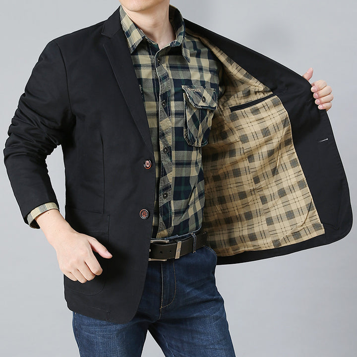 Men's lightweight cotton blazer with patch pockets and classic button closure Mune Fashion
