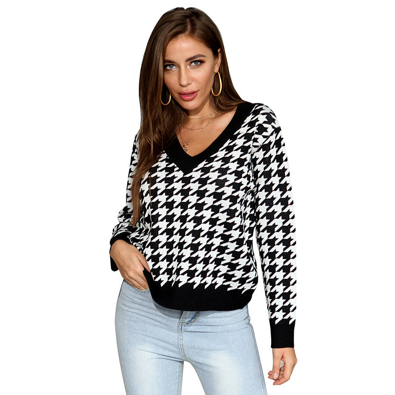 Women's Playful Checkered Sweater Mune Fashion