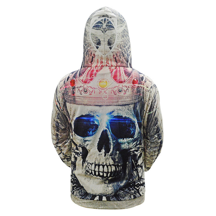Men's hoodie with allover skull print & kangaroo pocket Mune Fashion