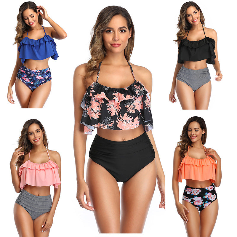 Women's bikini set with ruffle top and high-cut panties Mune Fashion