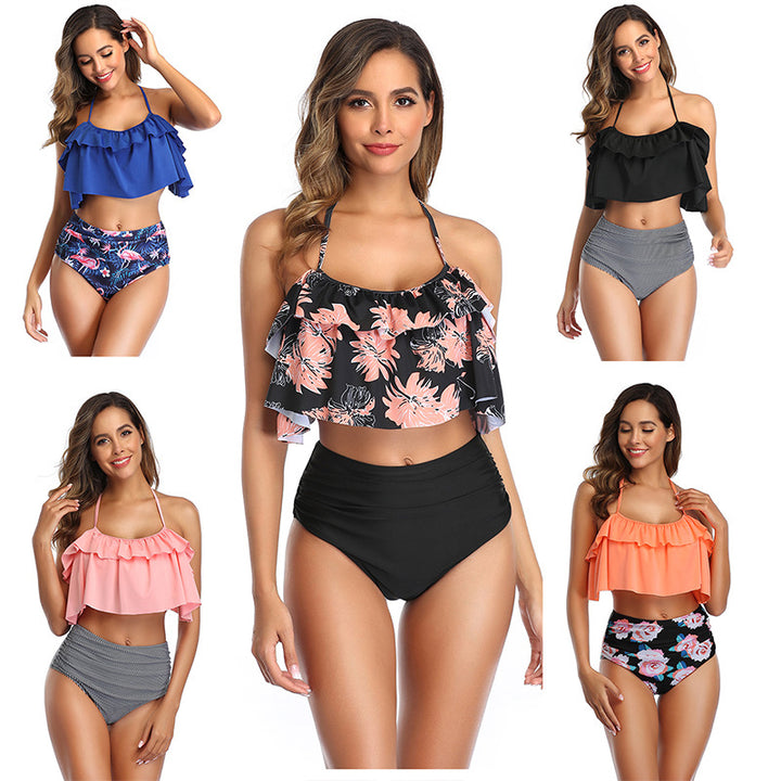 Women's bikini set with ruffle top and high-cut panties Mune Fashion