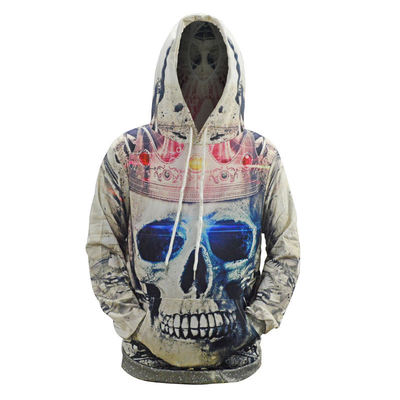 Men's hoodie with allover skull print & kangaroo pocket Mune Fashion