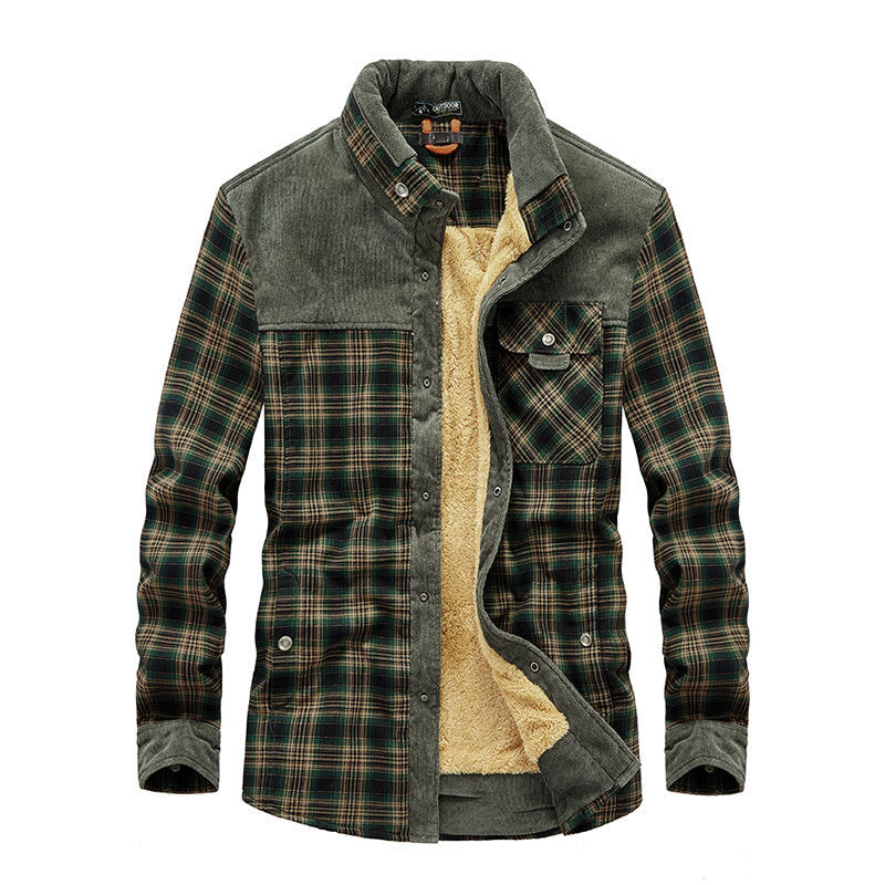 Men's Checked Flannel Jacket with Teddy Lining Mune Fashion