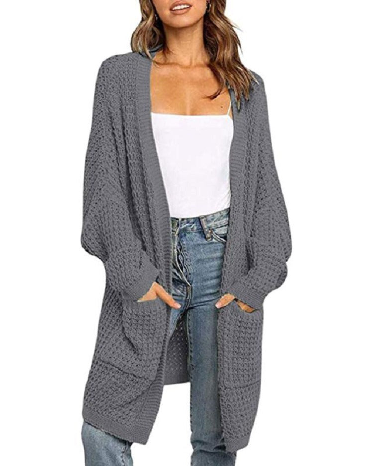 Women's Longer Open Chunky Knit Cardigan in Cocoon Cut with Pockets Mune Fashion