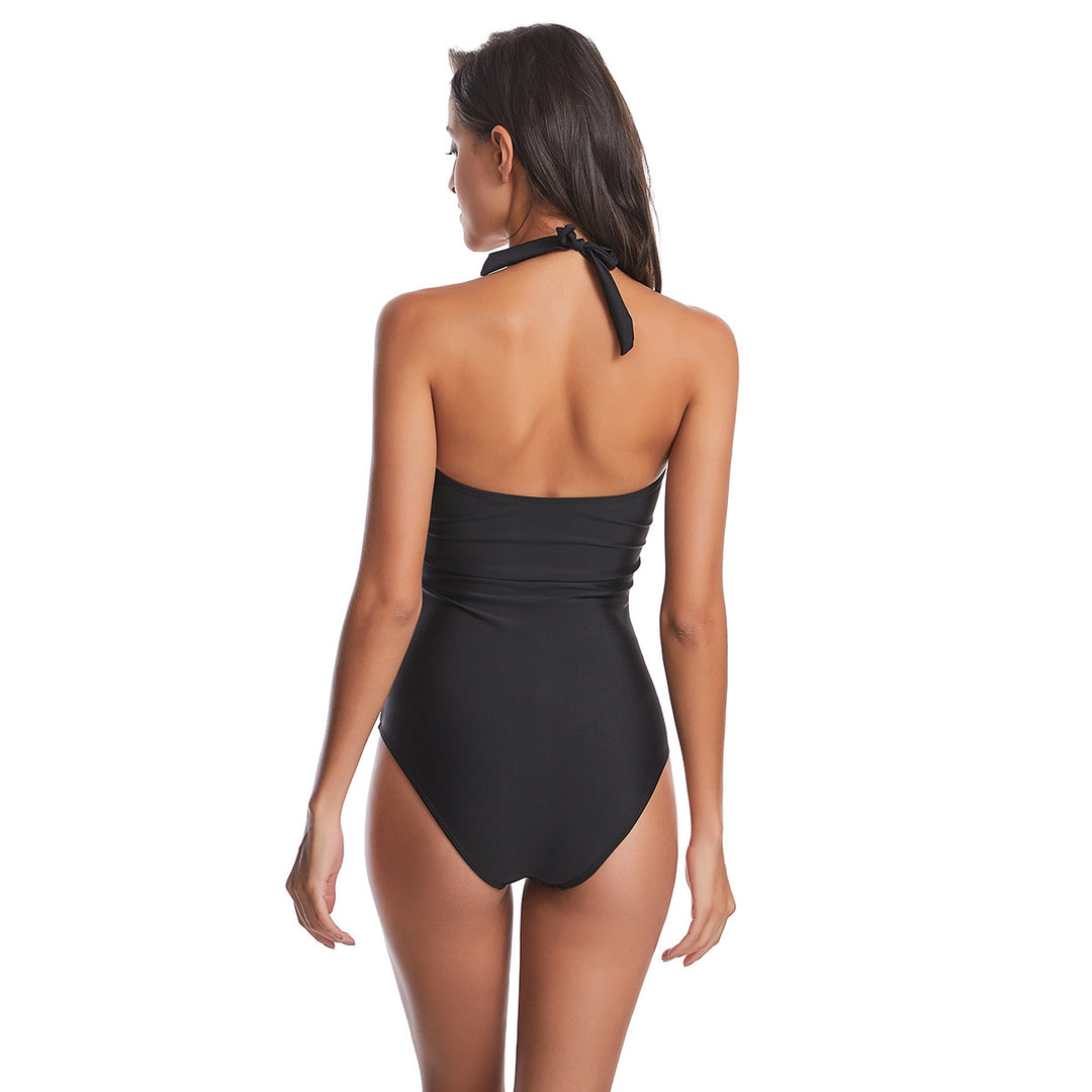 Women's One-Piece Swimsuit with Floral Wrap Design and Body-Shaping Cut Mune Fashion