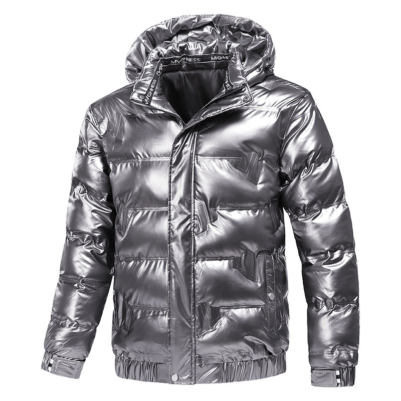 Men's Shiny Quilted Winter Jacket with Hood and Thermal Insulation Mune Fashion