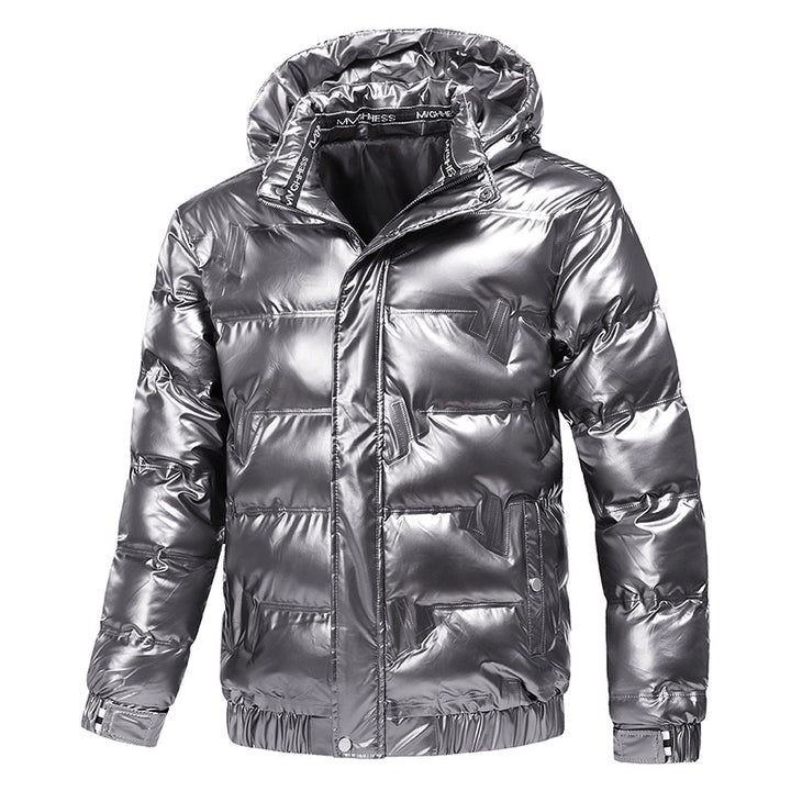 Men's Shiny Quilted Winter Jacket with Hood and Thermal Insulation Mune Fashion