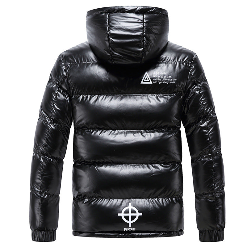 Men's glossy padded hooded jacket with metallic finish and quilting Mune Fashion