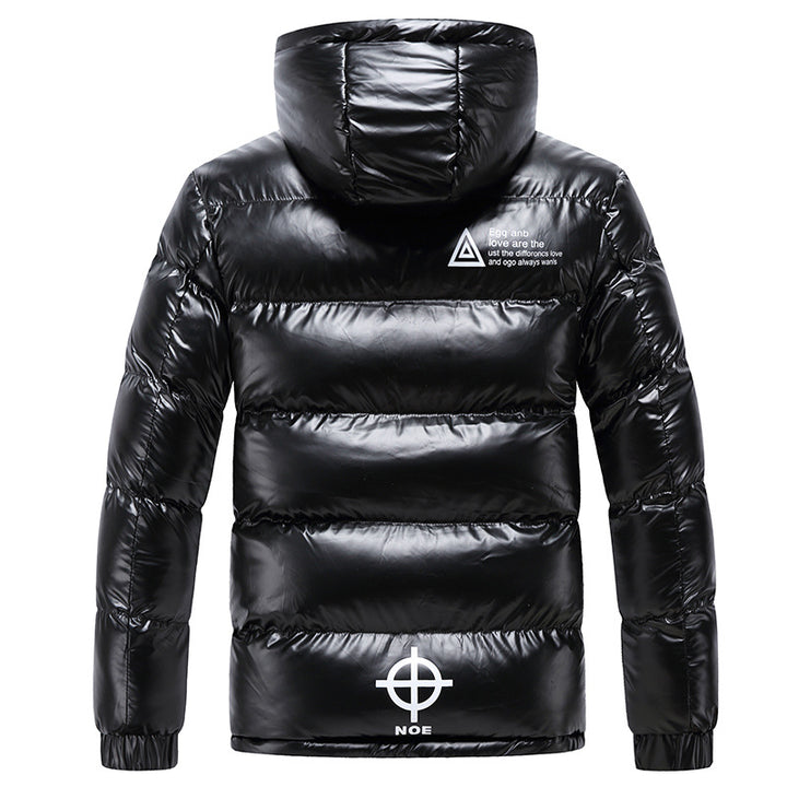 Men's glossy padded hooded jacket with metallic finish and quilting Mune Fashion