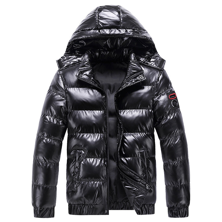 Men's Quilted Winter Jacket with Hood and Shiny Down Look Mune Fashion
