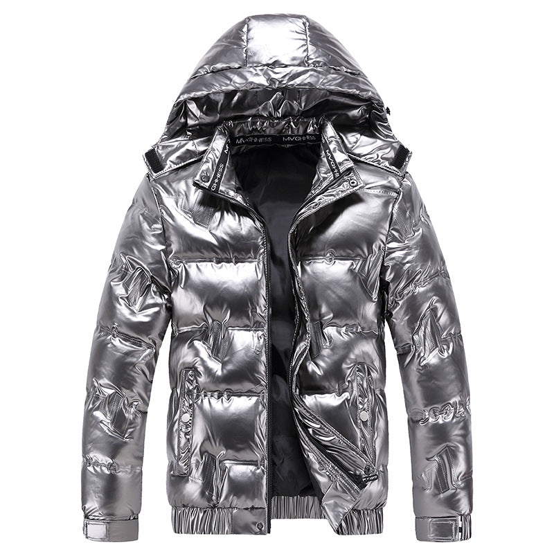 Men's Shiny Quilted Winter Jacket with Hood and Thermal Insulation Mune Fashion