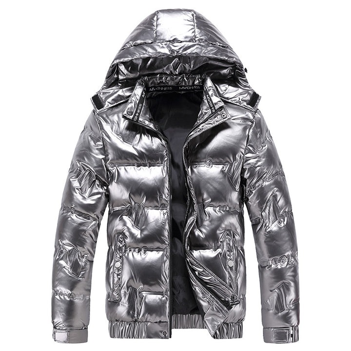 Men's Shiny Quilted Winter Jacket with Hood and Thermal Insulation Mune Fashion