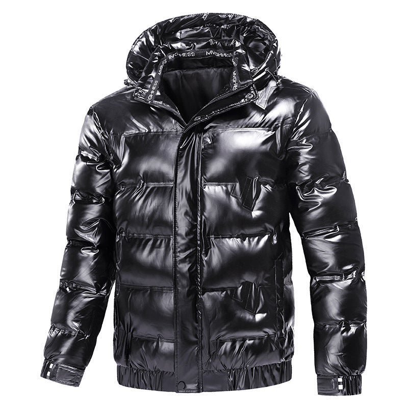 Men's Shiny Quilted Winter Jacket with Hood and Thermal Insulation Mune Fashion