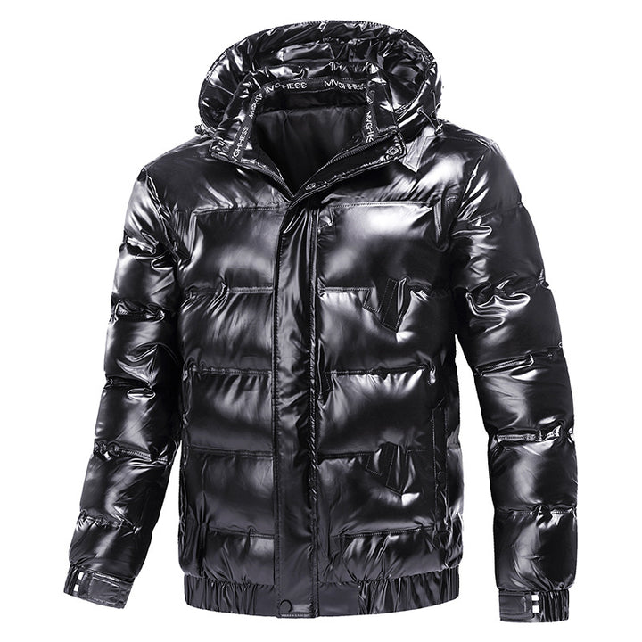 Men's Shiny Quilted Winter Jacket with Hood and Thermal Insulation Mune Fashion