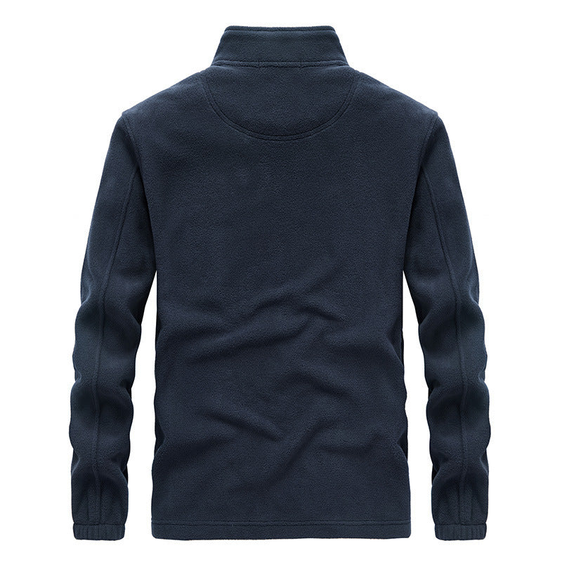 Men's fleece jacket with Sherpa lining, stand-up collar, and two-way zipper Mune Fashion
