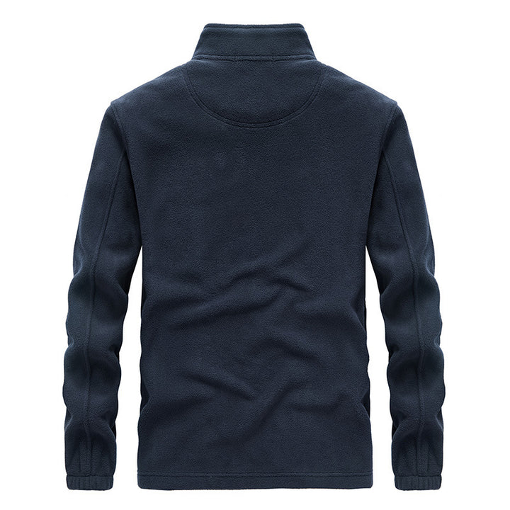 Men's fleece jacket with Sherpa lining, stand-up collar, and two-way zipper Mune Fashion