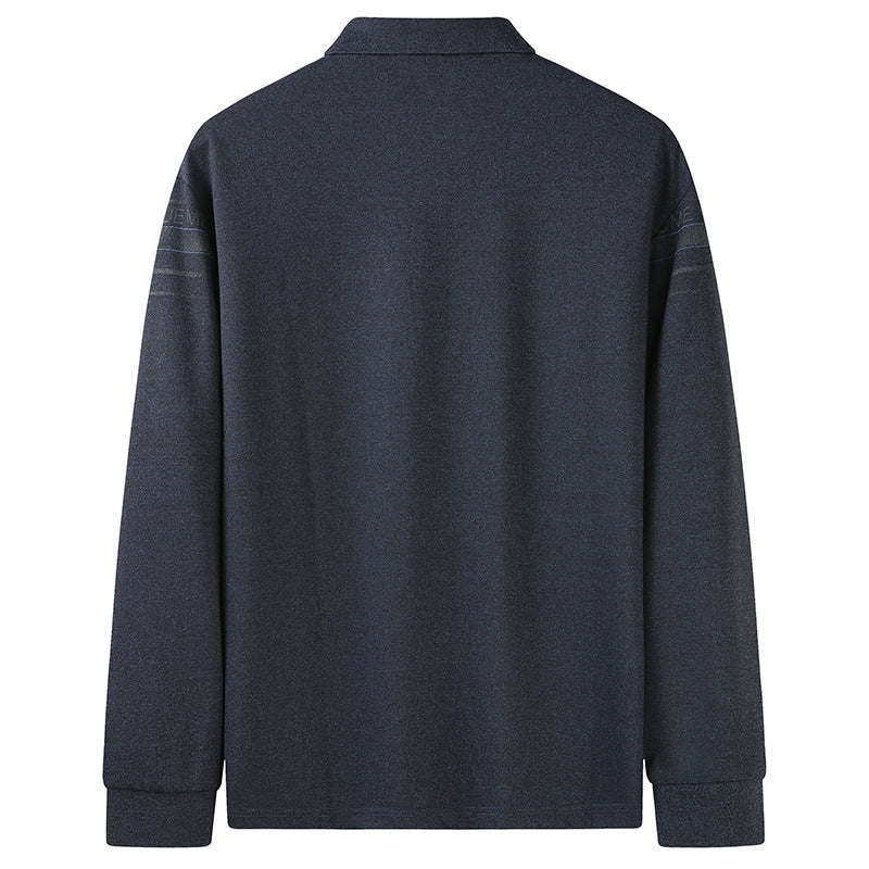 Men's Long Sleeve Polo Shirt with Collar, Button Placket and Fine Structure Mune Fashion