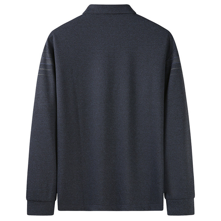 Men's Long Sleeve Polo Shirt with Collar, Button Placket and Fine Structure Mune Fashion