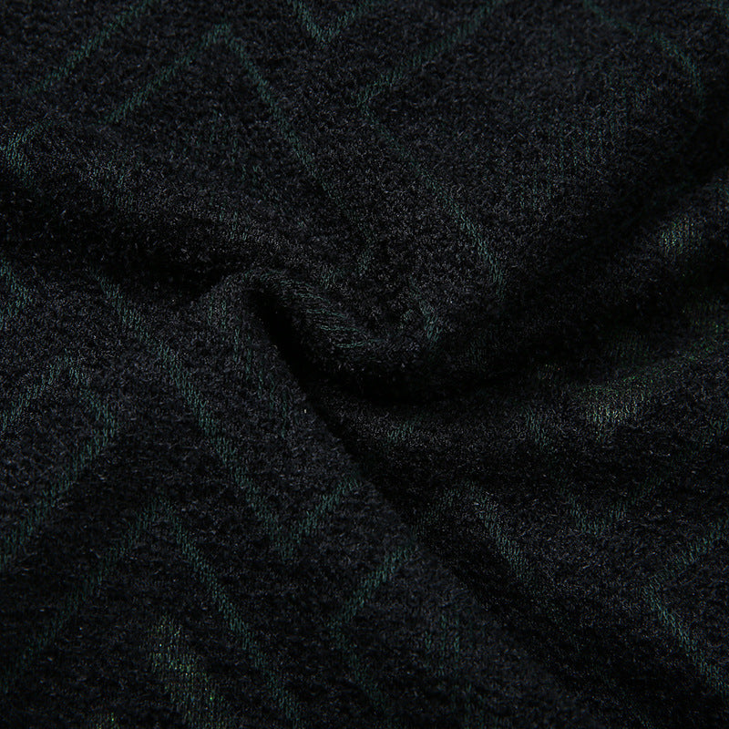 Men's fine knit sweater with jacquard diamond pattern and round neckline Mune Fashion