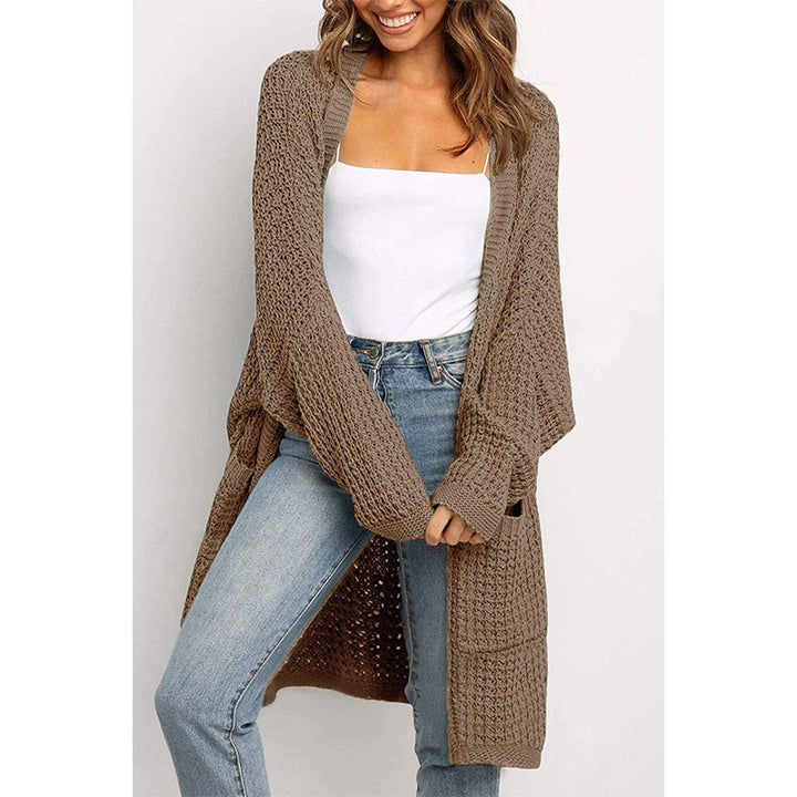 Women's Longer Open Chunky Knit Cardigan in Cocoon Cut with Pockets Mune Fashion