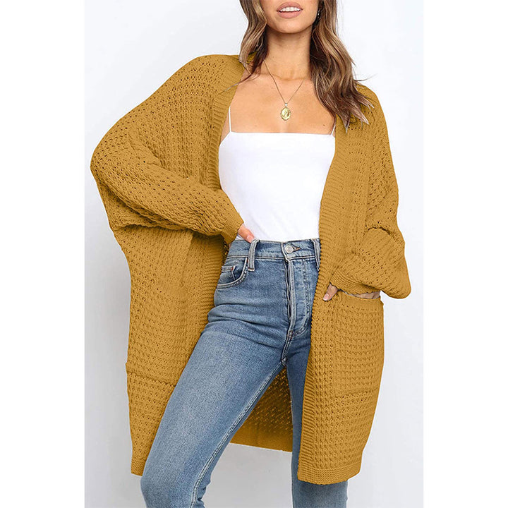Women's Longer Open Chunky Knit Cardigan in Cocoon Cut with Pockets Mune Fashion
