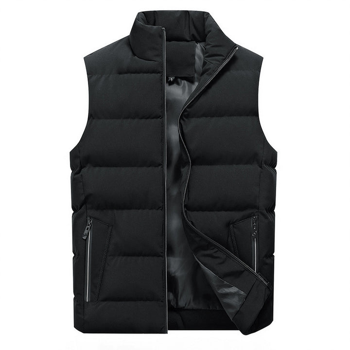 Men's Padded Quilted Vest with High Collar and Zipper Pockets Mune Fashion