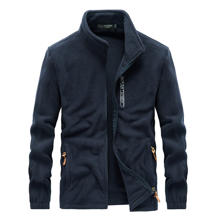 Men's fleece jacket with Sherpa lining, stand-up collar, and two-way zipper Mune Fashion