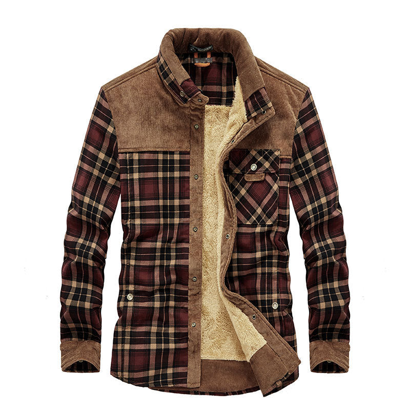 Men's Checked Flannel Jacket with Teddy Lining Mune Fashion