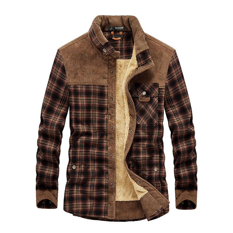 Men's Checked Flannel Jacket with Teddy Lining Mune Fashion