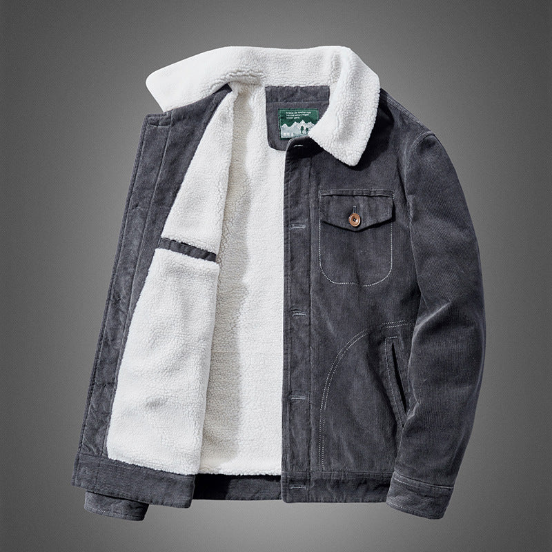 Men's Rustic Cord Jacket with Teddy Lining Mune Fashion