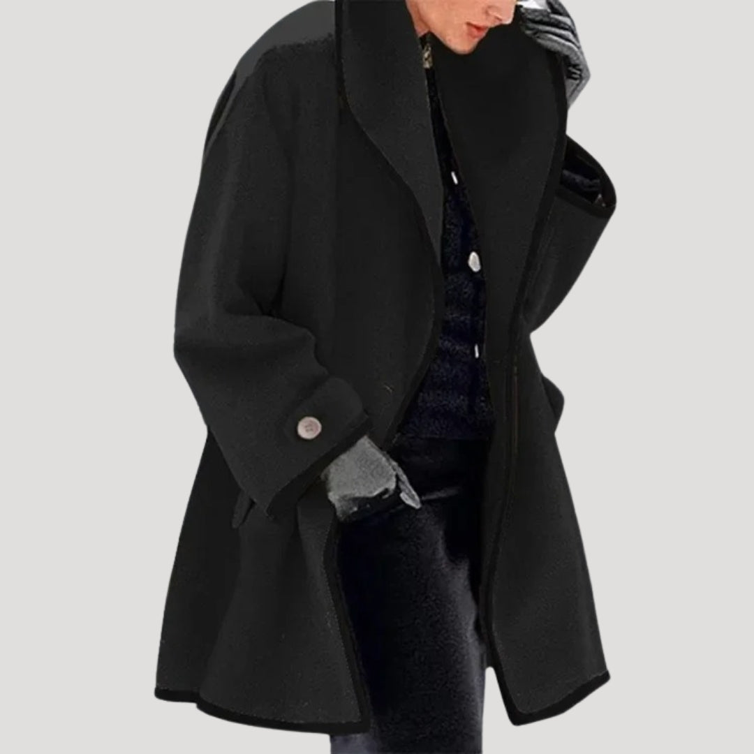 Mune | Women's Winter Wool Coat Elegant Swing Cape Jacket