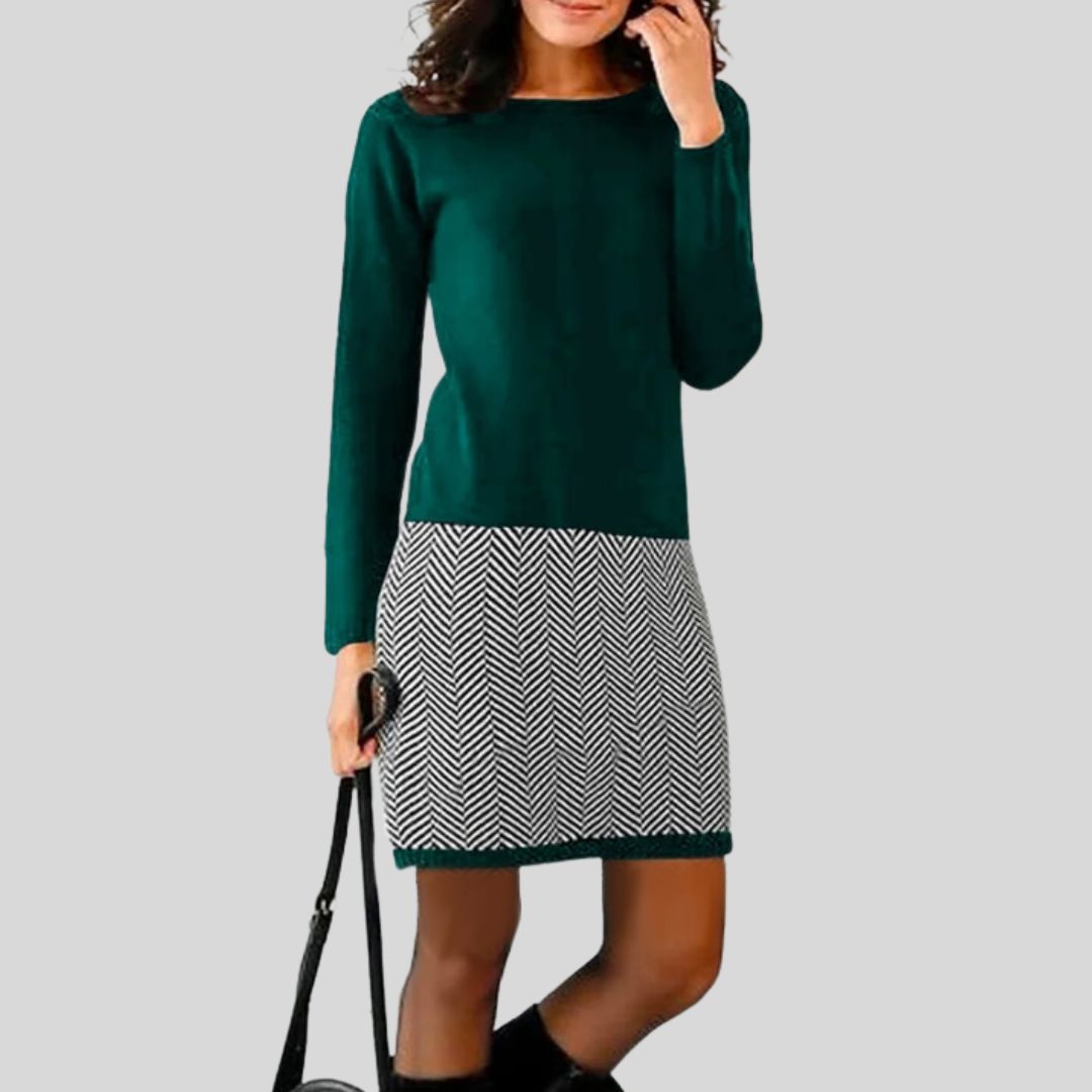 Mune | Chic Dress with Houndstooth Edge