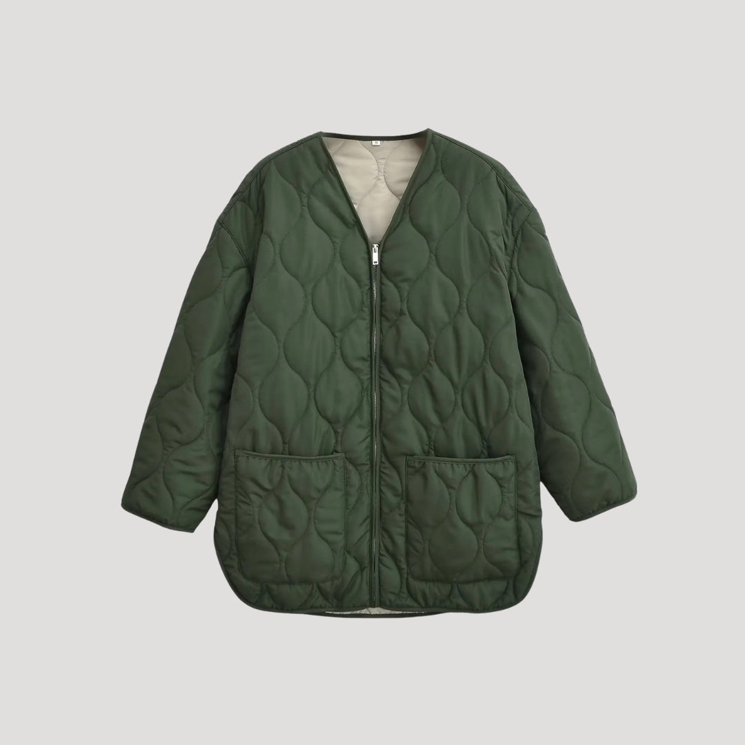 Mune | Women's quilted oversized green fleece zip-up jacket
