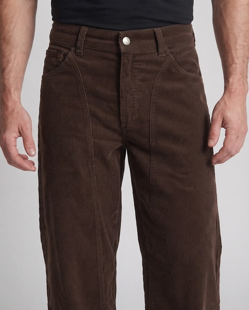 Men's oversized corduroy pants in workwear style with a low waistband and wide leg cut Mune Fashion