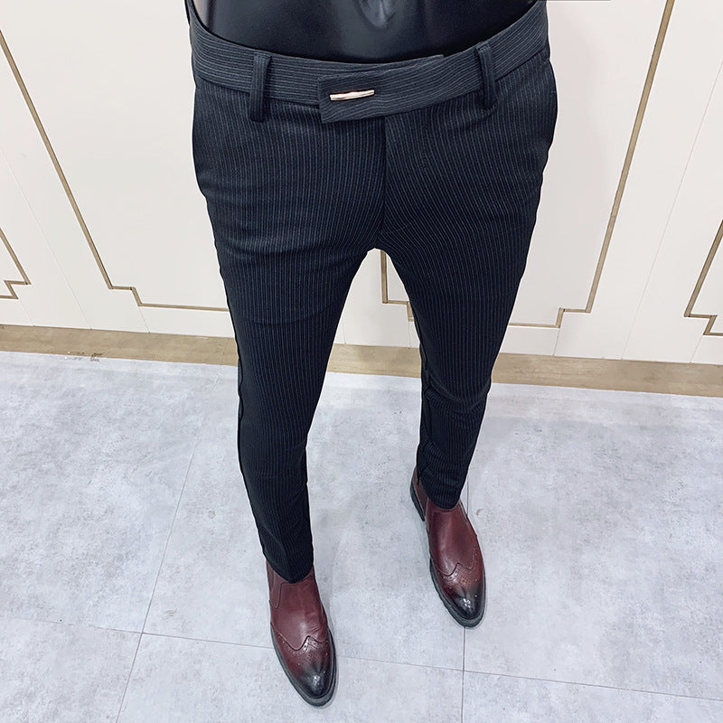 Men's narrow cut pinstripe suit trousers with a slim tapering leg Mune Fashion