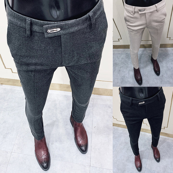 Men's tapered business trousers with elastic waistband, concealed closure, and slim fit Mune Fashion